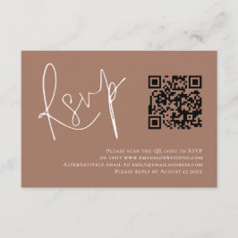 Modernes Script QR Code Soft Brown Wedding RSVP Begleitkarte
