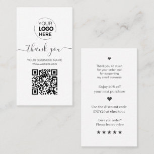 Modernes Script QR Code White Order Vielen Dank Visitenkarte