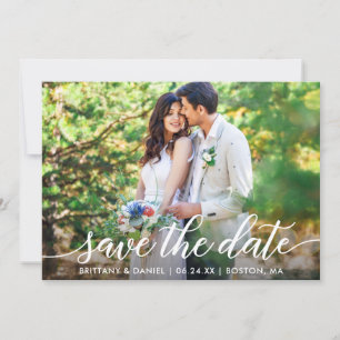 Modernes Script Save the Date Foto W Card