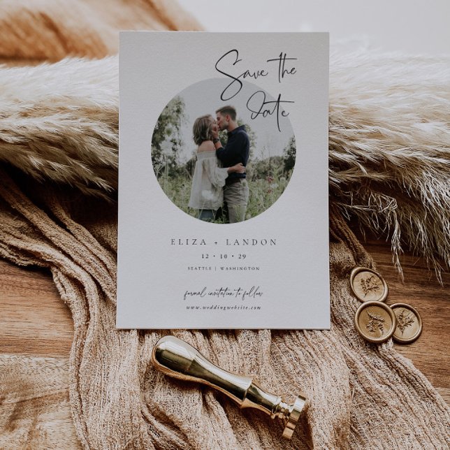 Modernes Script Save the Date Hochzeitsfotokarte (Von Creator hochgeladen)