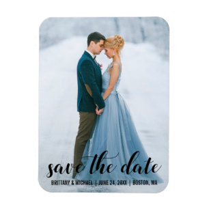 Modernes Script Save the Date Verlobung Foto BL Magnet