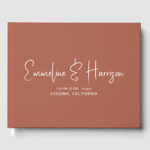 Modernes Script Serif Ochre Custom Wedding Guest Gästebuch