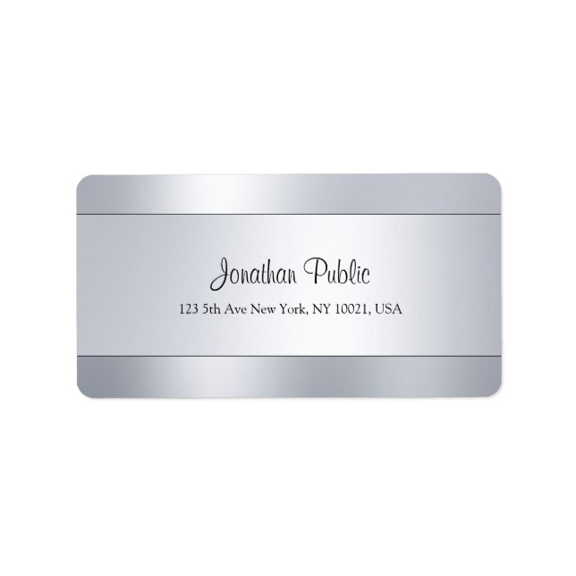 Modernes Script Silver Elegante Template Trendy Adressaufkleber (Vorne)