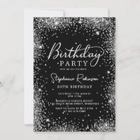 Modernes Script Silver Glitzer 30. Geburtstag Schw