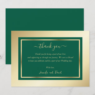 Modernes Script Smarald Green Gold Dankeschön Card Dankeskarte