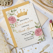 Modernes Script Stilvolle Chic Gold Floral Geburts