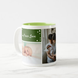 Modernes Script Typografy Christmas Green Foto Zweifarbige Tasse