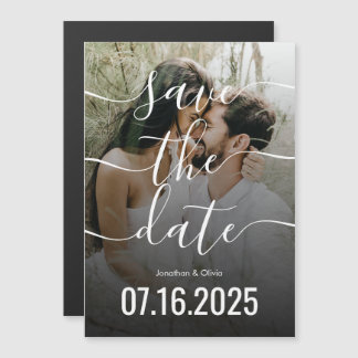 Modernes Script Typografy Foto Save the Date Magneteinladung