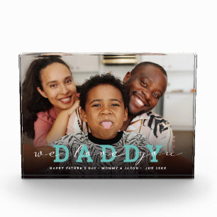 Modernes Script 'We Liebe You - Daddy' Glass Foto
