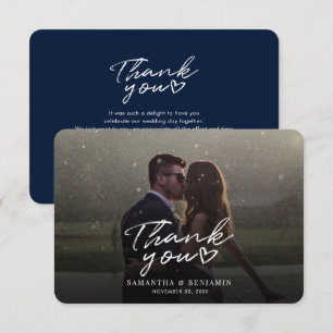 Modernes Script Wedding Foto Danke Karte