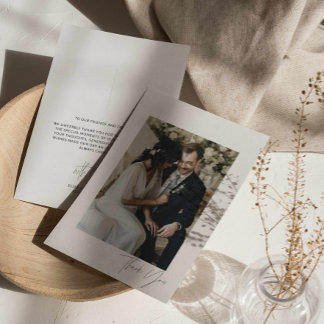 Modernes Script Wedding Foto Danke Karte