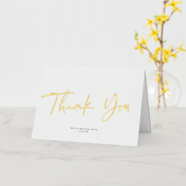 Modernes Script Wedding Gold Foil Danke Karte