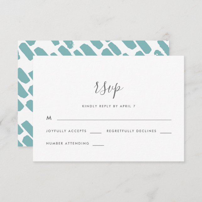 Modernes Script Wedding Rsvp in Blue (Vorne/Hinten)