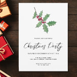 Modernes Script Winter Holys Weihnachtsgebirge Par Einladung<br><div class="desc">Mit dieser Festveranstaltung laden Sie Familie und Freunde zu Ihrem Party ein. Es ist mit Aquarellgrün,  heiligen roten Beeren und stilvollen Schriftzeichen dekoriert. Einfach anpassbar. Original Wasserfarbe © Michele Davies.</div>