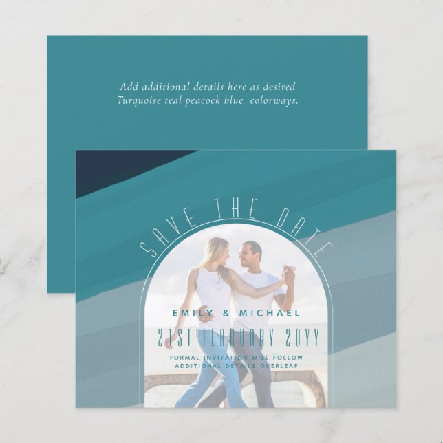 Modernes Sea Glass Ocean Peacock Aquamarine Hochze (Vorne/Hinten)