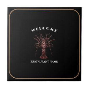 Modernes Seafeufel-Begrüßungslogo Lobster Restaura Fliese