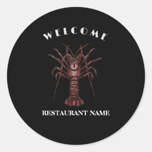 Modernes Seafeufel-Begrüßungslogo Lobster Restaura Runder Aufkleber
