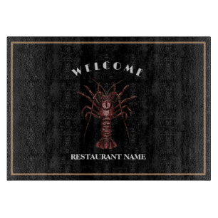 Modernes Seafeufel-Begrüßungslogo Lobster Restaura Schneidebrett