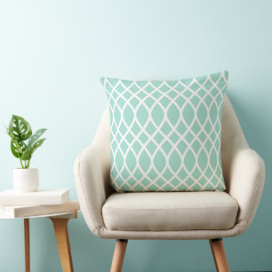Modernes Seafoam Trellis-Rahmenmuster Kissen