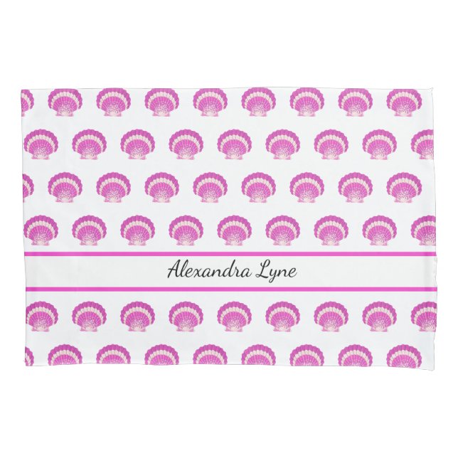 Modernes Seashell Pink Muschel Beach Pattern Kissenbezug (Vorderseite)