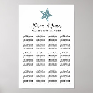 Modernes Seekarten für Hochzeiten, blau-grau Poster