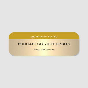 Modernes Senfgelb und goldenes Metallic: elegant Namensschild