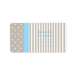 MODERNES SEPIA/AQUA GEPUNKTET STRIPE-ADRESSETIKETT ADRESSAUFKLEBER