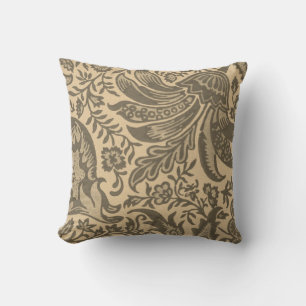 Modernes Sepia Tan Botanisches Monogramm Kissen