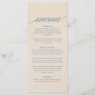 Modernes SerienWedding Menu in Dusty Blue Menükarte
