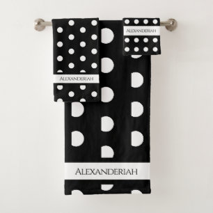 Modernes Set mit schwarzen und weißen Polka-Dosen