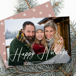 Modernes Signature Script Dusty Rose Foto Feiertagskarte