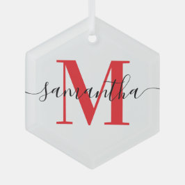 Modernes Signaturrotes Monogramm Ornament Aus Glas