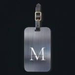 Modernes Silber-Grau-Pinsel-Monogramm Gepäckanhänger<br><div class="desc">Modernes,  silbergraues,  robustes Monogramm Niedliches Bag-Tag</div>