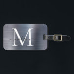 Modernes Silber-Grau-Pinsel-Monogramm-Skript Gepäckanhänger<br><div class="desc">Modernes silbergraues,  robustes Monogramm Niedliches Bag-Tag</div>