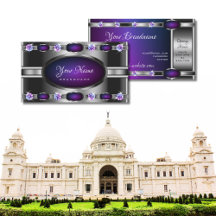 Modernes Silber mit Lila Gradient und Rhinestones