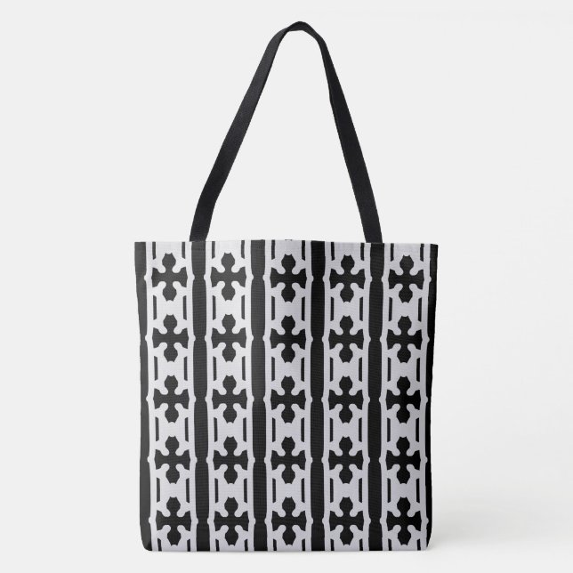 Modernes Silber- und Schwarz-Muster Tasche (Vorderseite)