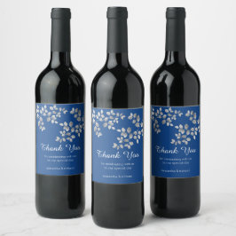 Modernes silberes Blumenweinlabel Weinetikett