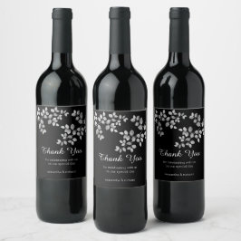 Modernes silberes Blumenweinlabel Weinetikett