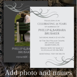 Modernes Silbernes Foto zum 25. Hochzeitstag Einladung