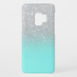 Modernes silbernes Glitter ombre aquamariner Ozean Case-Mate Samsung Galaxy S9 Hülle<br><div class="desc">Modernes girly Imitat versilbert Glitter ombre aquamarinen Ozean-Farbbock</div>