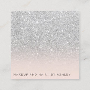 Modernes silbernes Glitter ombre Make-up beruflich Quadratische Visitenkarte