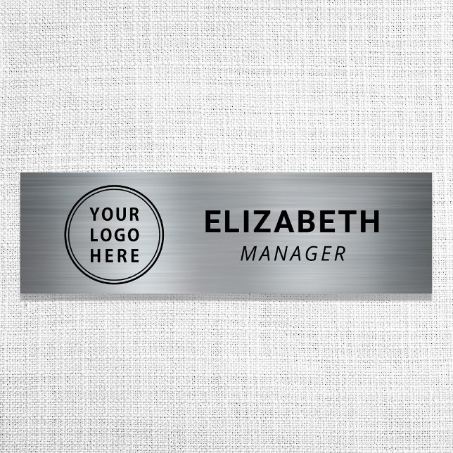 Modernes Silver Business-Logo Namensschild (Versatile and multi-purpose: our logo name tag is suitable for a wide range of professional settings)