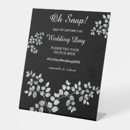 Modernes Silver Floral Wedding Pedestal Zeichen Sockelschild