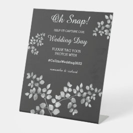 Modernes Silver Floral Wedding Pedestal Zeichen Sockelschild