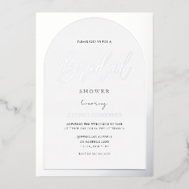 Modernes Silver Foil Arch Script-Brautparty Folieneinladung