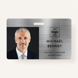 Modernes Silver Gray Company Foto ID Ausweis
