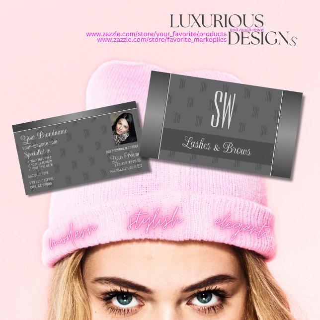 Modernes Silver Gray Stilvoll mit Logos und Foto Visitenkarte (Von Creator hochgeladen)