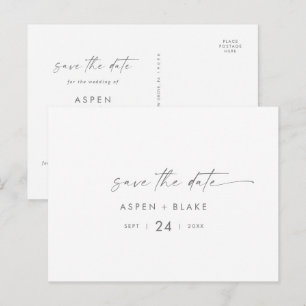 Modernes Silver Script Save the Date horizontal Einladungspostkarte