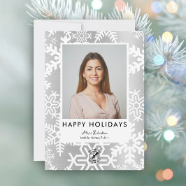 Modernes Silver Snowflake Notar Holidays Foto Feiertagskarte