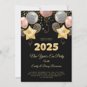 Modernes Silvester Party 2025 Rose Gold Glitzer Einladung